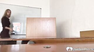 Naughty professor likes to strip down in the toilet
